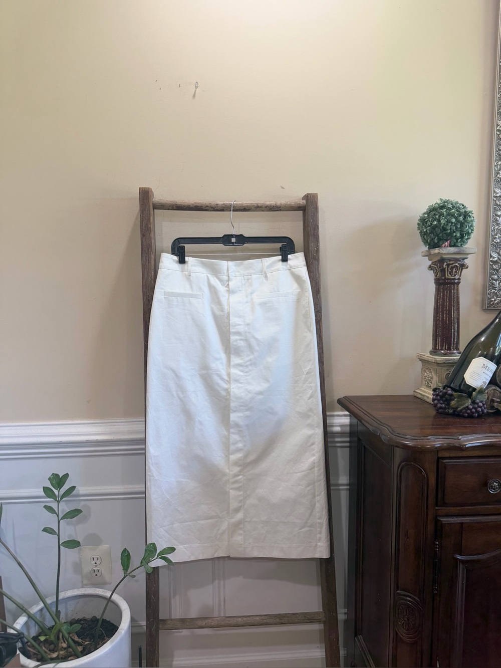 The Frankie Shop White Cotton Blend Pencil Skirt